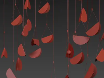 White glider pendant light chandelier 3D model