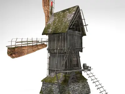 Old windmill Low-poly 3D model