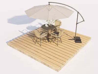 Outdoor Patio Sitting and Wood Decking 3D model