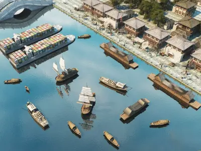 Water Town Riverside District - Aerial Exterior 3D model