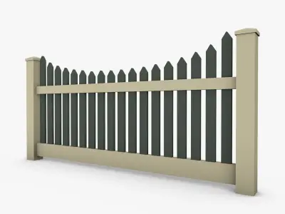 Wooden Fence Low-poly 3D model 5