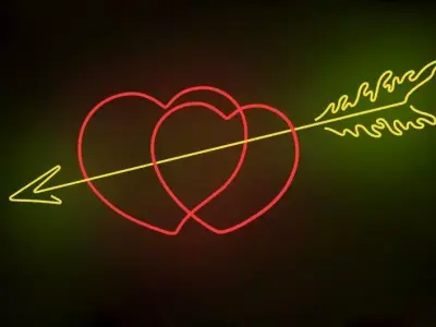 Neon Hearts and Arrow 3D model