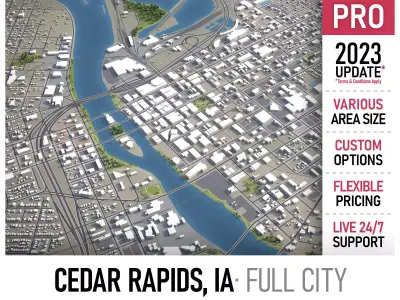 Cedar Rapids - 3D City Model Low-poly 3D model