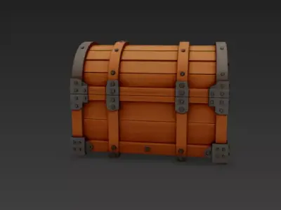 Game-Ready Wooden Treasure Chest Low-poly 3D model