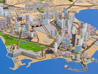 Doha city Qatar 2021 Low-poly 3D model