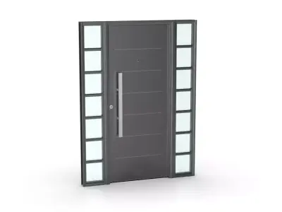 Modern Entrance Door with Glass Side Panels Architectural 3D model