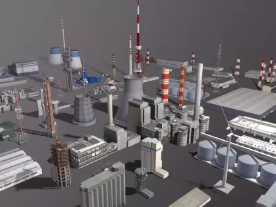 Background Industrial Buildings Pack 401-500 With LODs 3D model