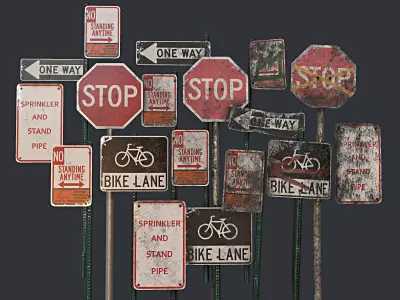 Traffic Sign Pack Low-poly 3D model purchase