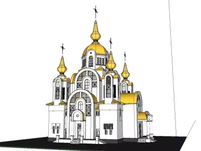 Architecture-Religion-God-Culture-Temple-0103 church with gol... 3D model