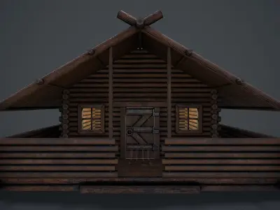 Wooden House 3D Model Low-poly 3D model