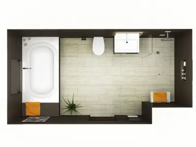 Bathroom floor plan of 3D model