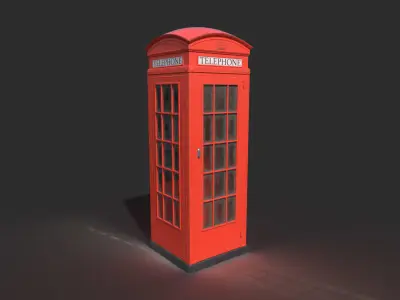 Vintage Phone Booth Low-poly 3D model