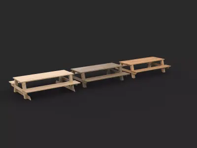 wooden picnic table 3D model