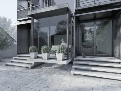 THREE STOREY  CONTAINER  HOUSE 3D model