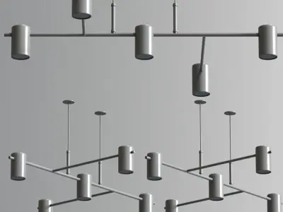 Pendant Luminaire With Cylindrical Shades 3D model