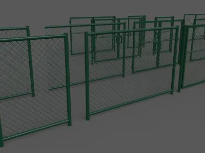 PBR Chain Link Fence For Court F Low-poly 3D model