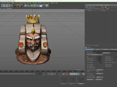 Stylized  Ancient Stone King - Fantasy Statue - AI Low-poly 3D model