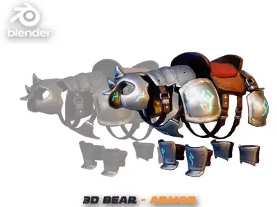 Heavy Plate Armor Set for Stylized Animal-Bear Low-poly 3D model
