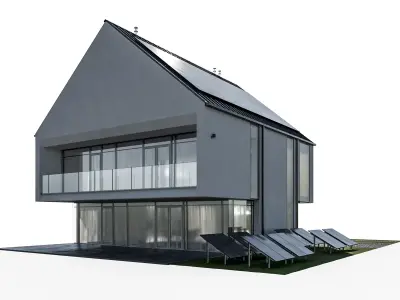 Modern house 26 at night 3D model