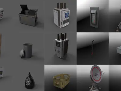 Sci-fi street Low-poly 3D model