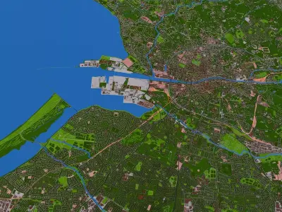 Dublin City Ireland 2021 Low-poly 3D model