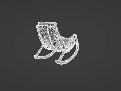 Modern Rocking Chair with Curved Wooden Frame   3D model