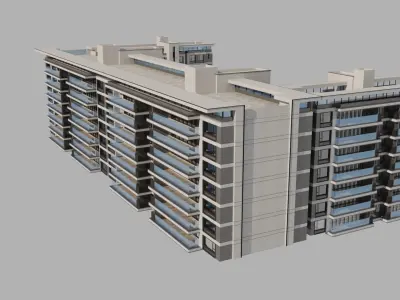 Glass building exterior Low-poly 3D model