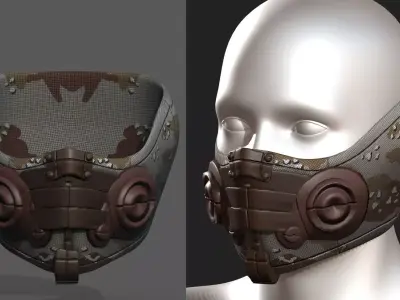 Gas mask respirator scifi futuristic 3d model  Low-poly 3D model 6