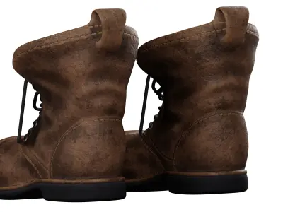 Old work boots Low-poly 3D model