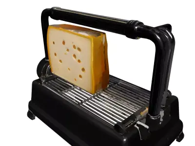 Professional Wire Cheese Slicer with Cheese Low-poly 3D model