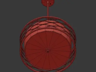 Solei 5 Light Old Gold Pendant with White Linen Fabric Shade 3D model purchase