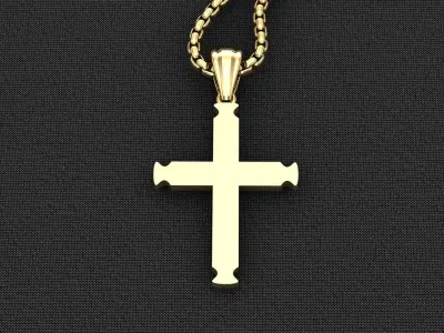 High Cross Pendant Light Gold 18K 3CP049 3D model