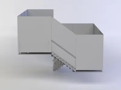 Corridor with stairs Low-poly 3D model