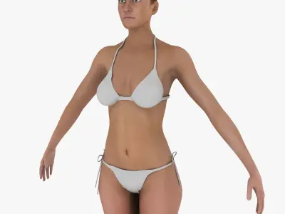 Female Character With Bikini Walk Cycle 3D model