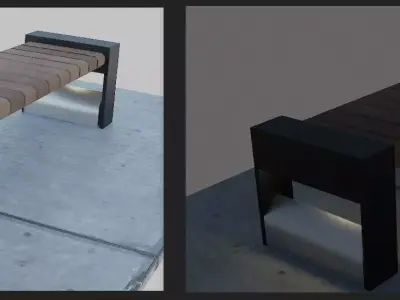 Bench made of wood and metal Free low-poly 3D model