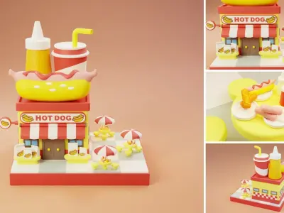 Cartoon Stores Eateries Islands Exteriors 2 Low-poly 3D model