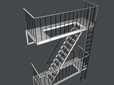Fire Stairscase Low-poly 3D model