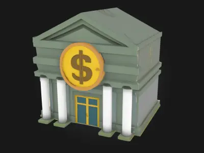 Bank Building Icon Classic Financial Institution  3D model