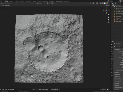 Blender Moon Terrain 4K maps and rocks 3D model
