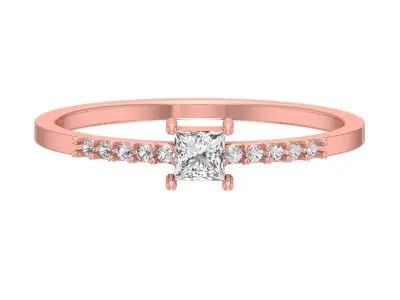Solitaire Women Light Weight Band Princess stone Ring 3D print model