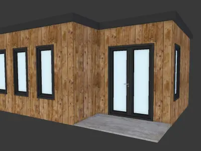Small Wood Cabin with Interior 3D model