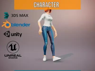 Futuristic Office Character model pack Low-poly 3D model