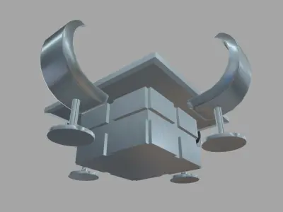 Low Poly Scifi Table Chairs 01 Low-poly 3D model