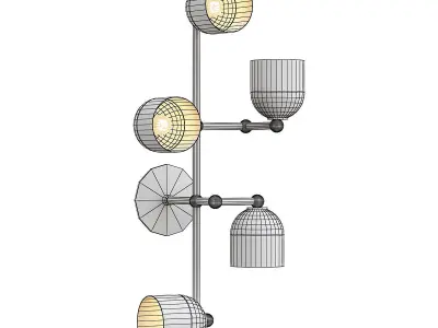 master three light wall sconce in brass and glass 3D model