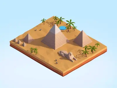 Low Poly Egipt Piramids Landmark Low-poly 3D model