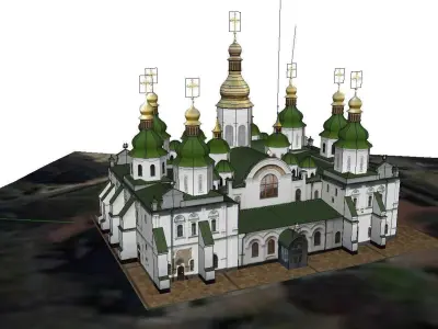 Architecture-Religion-God-Culture-Temple-031 church with domes 3D model