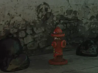 Dirty Rusty Fire Hydrant Low-poly 3D model