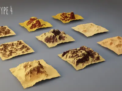 Huge Terrain Pack and Mountain Material Generator Low-poly 3D model