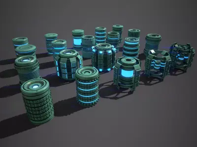 Sci-Fi Cylinder Version One Low-poly 3D model