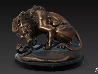 Lion Statue V49 Low-poly 3D model